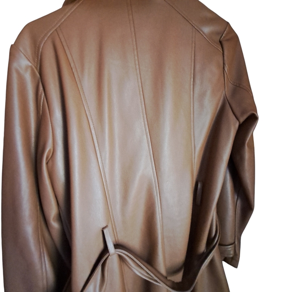 Kenneth Cole Brown Women's New York Belted Button Up Medium Jacket - Picture 5 of 9